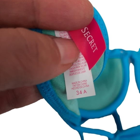 Victoria's Secret Teal Push Up Bikini Top Ruffles Size 34A Women's - Picture 7 of 7